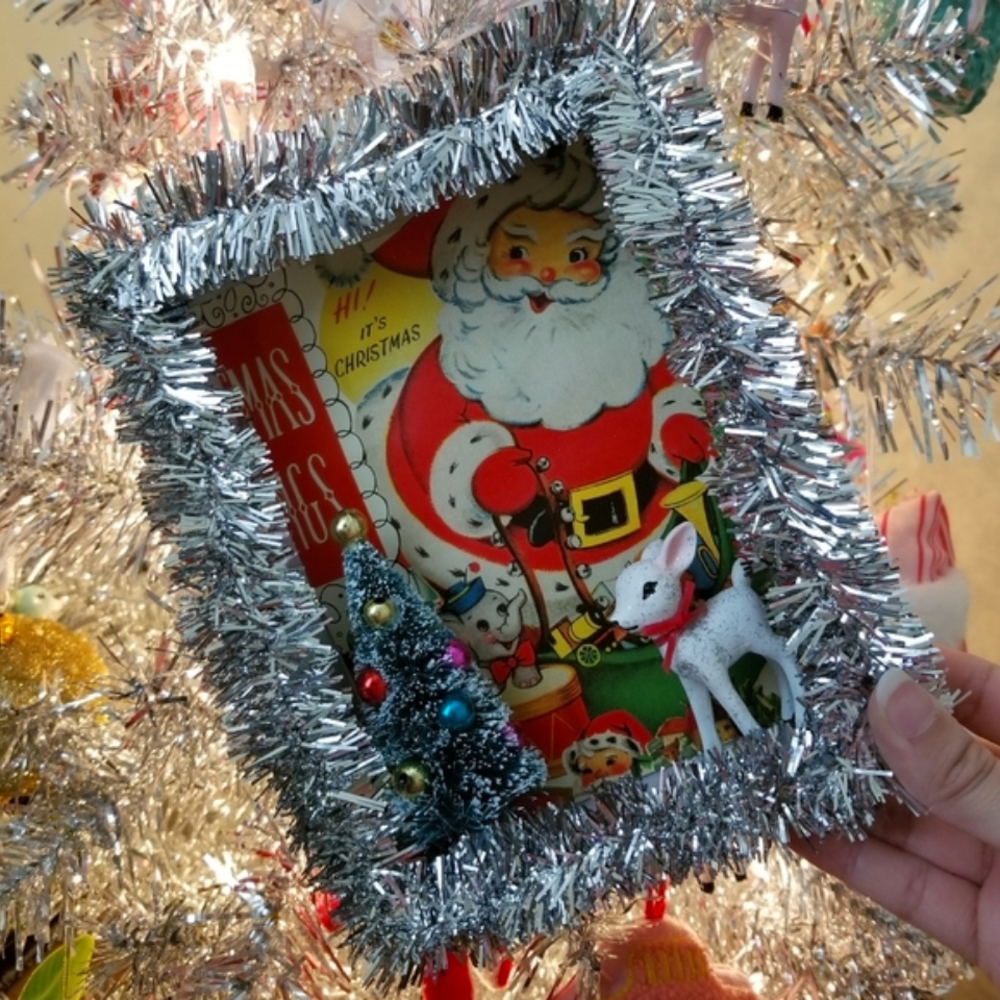❗Retro Shiny Brite Holiday Tinsel Shadow Box❗